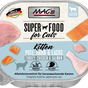 Günstig Sparpaket 32 x 100 g Mac's Kitten Pute, Huhn & Lachs Katzen Nassfutter